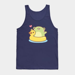 Cute Frog With Ducky Pool Float Tank Top